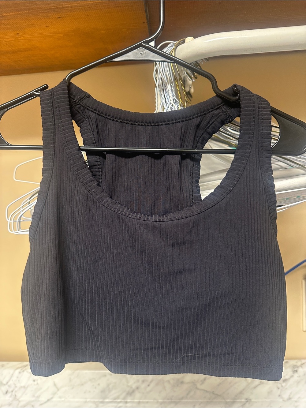 all in motion Black Ribbed Racerback Crop Top